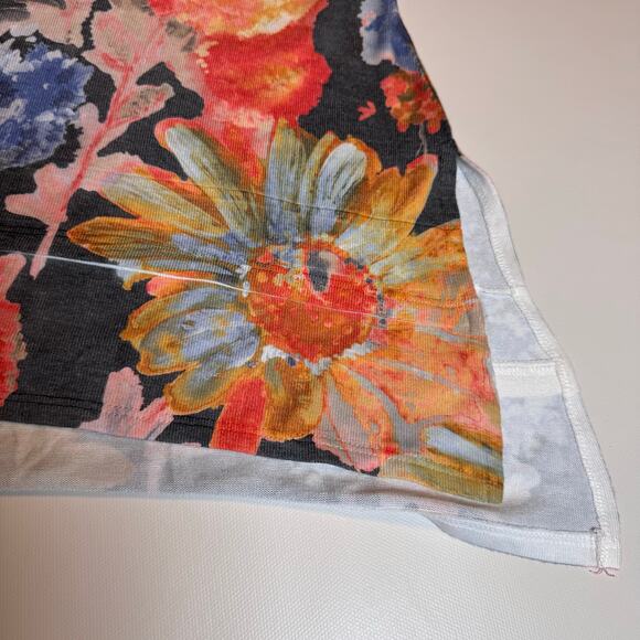 Soft Surroundings Womens 1X Orange Floral Boho V Neck Pullover Tunic Sweater Top - Picture 6 of 8